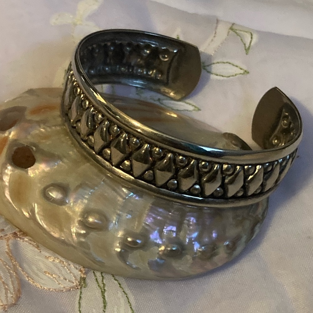 SILVER bangle with tribal design adjustable - Picture 1 of 4